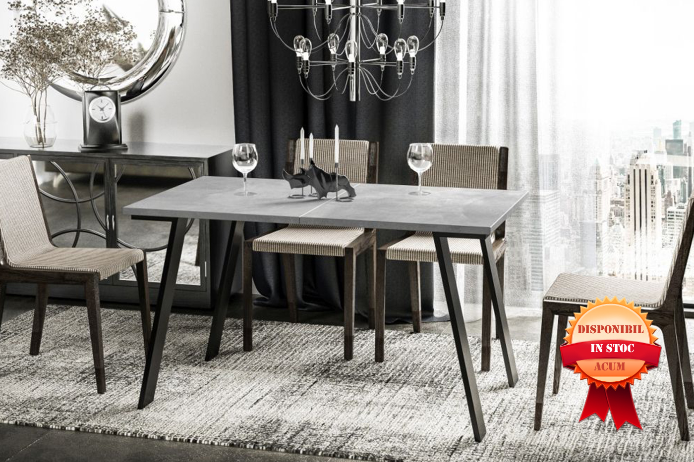 LIWIA MASA EXTENSIBILA 130 – 210 X 80 BIALY / BETON CIEMNY BETON ALB-LUCIOS