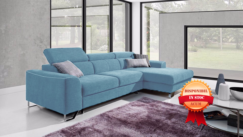 ASTI COLTAR EXTENSIBIL 280 X 170 ALBASTRU CLOUD 71 COLT DREAPTA ZONA DE DORMIT 225 X 123