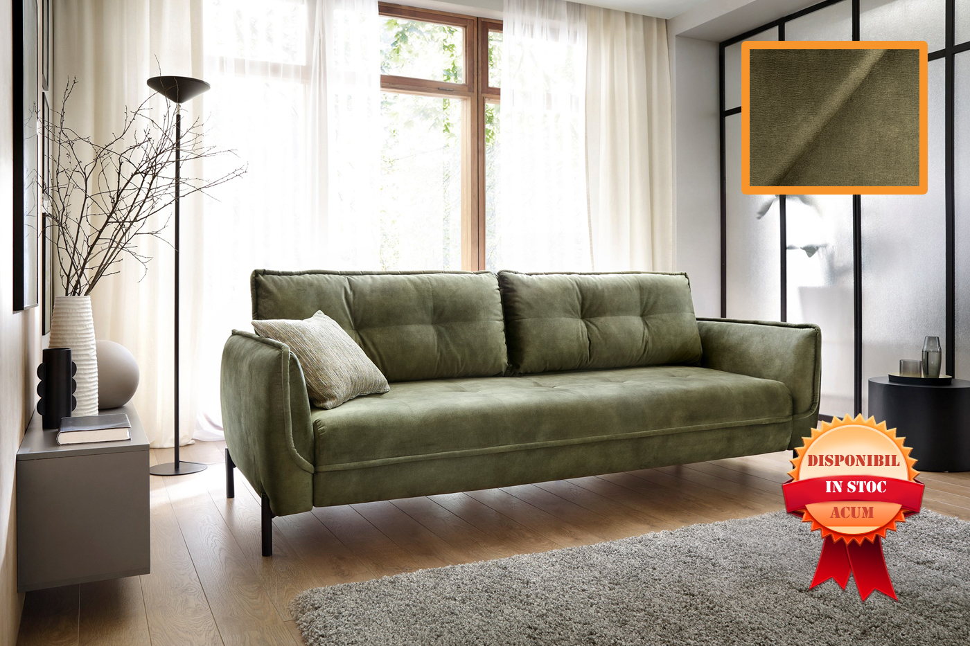 OSAKA CANAPEA EXTENSIBILA 233 X 103 WAVE-11 VERDE