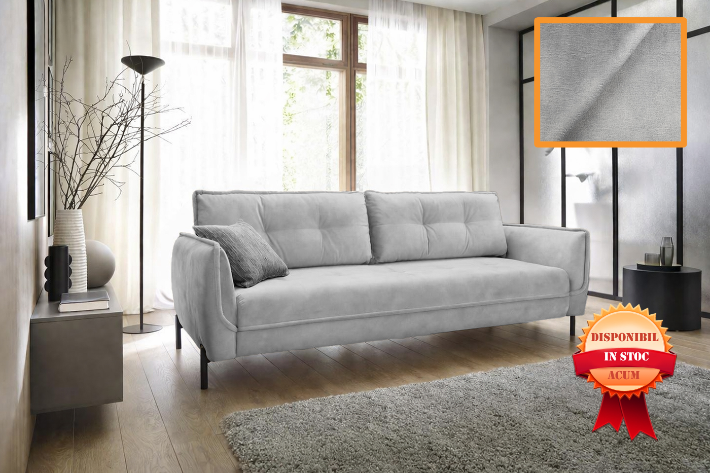 OSAKA CANAPEA EXTENSIBILA 233 X 103 WAVE-15 GRI