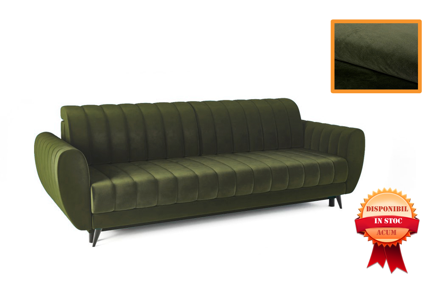 BARI CANAPEA EXTENSIBILA 242X97 VERDE STOFA BLUVEL-77 ZONA DE DORMIT 140 X 198