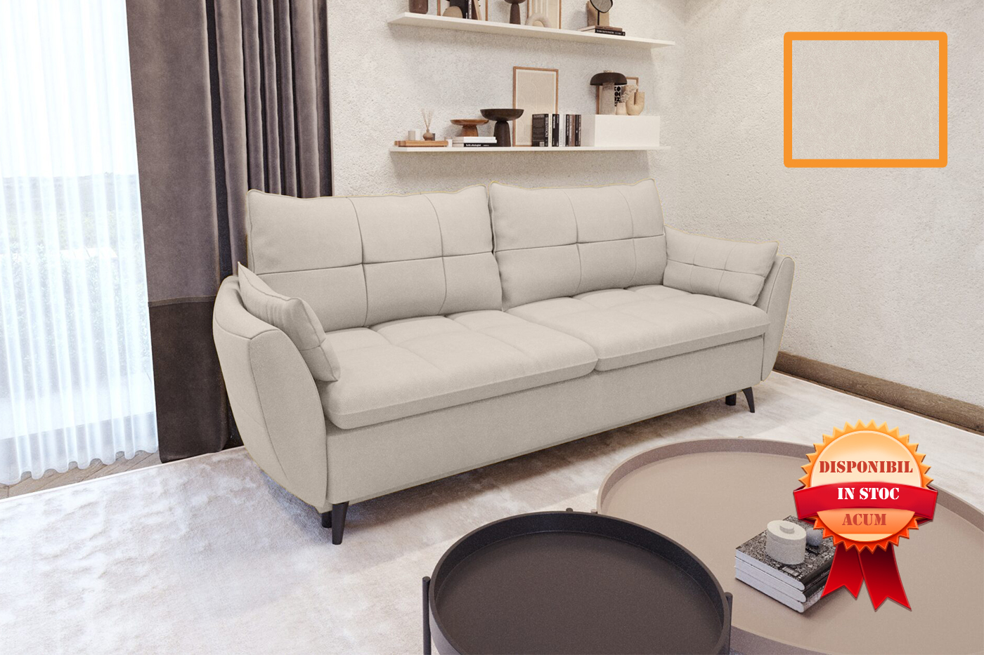 EXPERIA CANAPEA 3 LOCURI 242 X 94 CASTEL-03 CREM