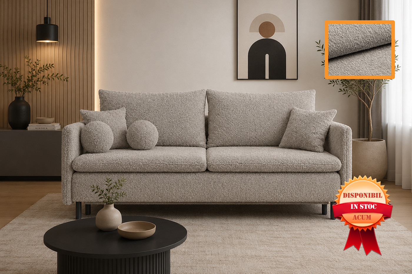 OLAND CANAPEA EXTENSIBILA 219 X 110 ABRIAMO-03 CREM