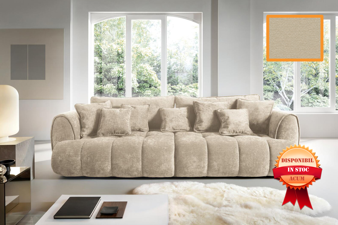BOMBAY CANAPEA EXTENSIBILA 313 X 134 VIBE-06 CREM